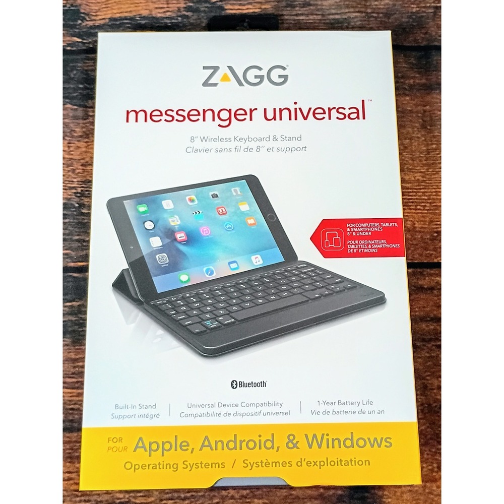 ZAGG Messenger Universal 8 inch Wireless Bluetooth Keyboard Stand Apple Android‎